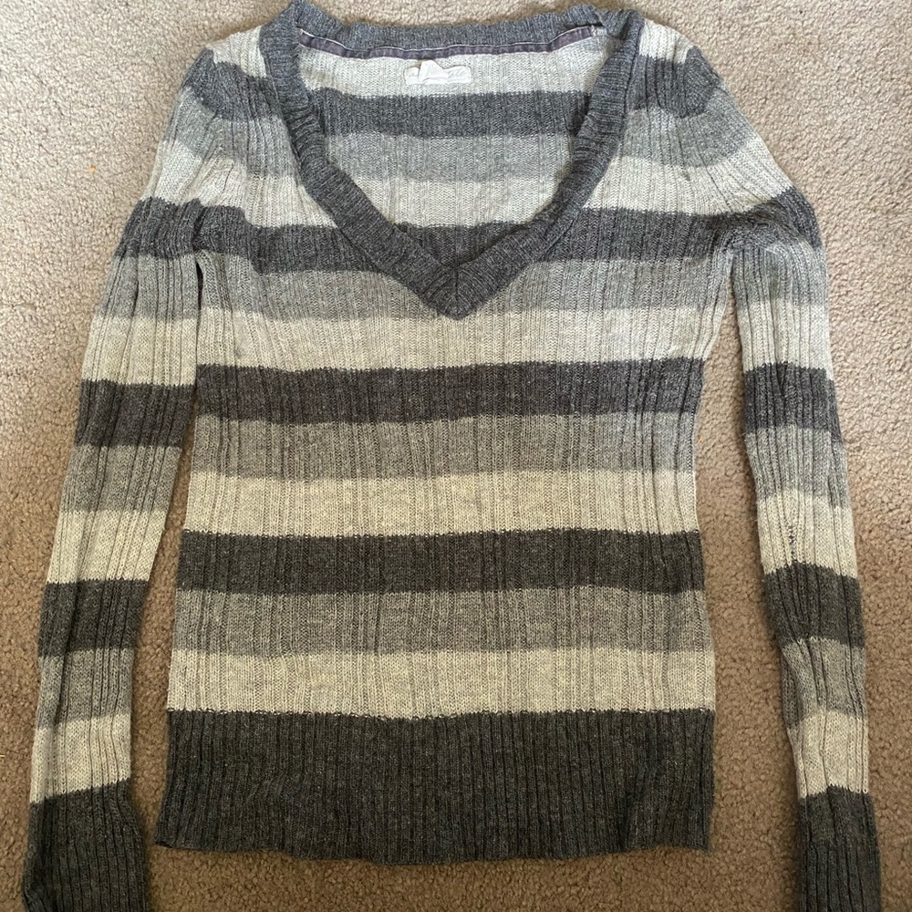 Gray striped sweater